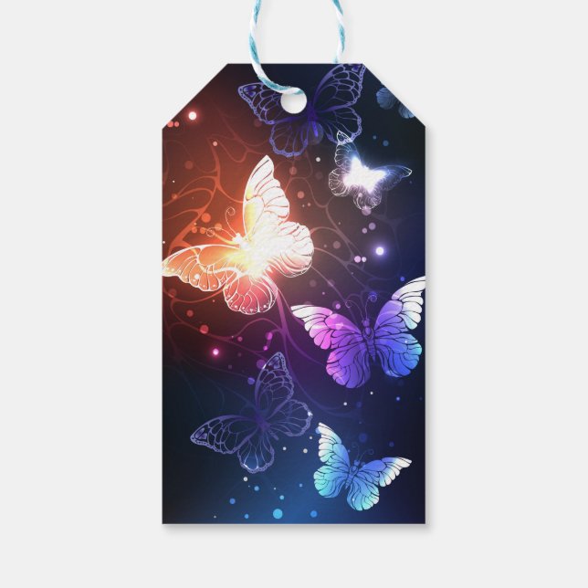 Glowing Night Butterflies Gift Tags (Back)