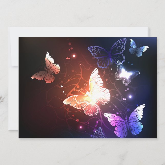 Glowing Night Butterflies Holiday Card (Front)