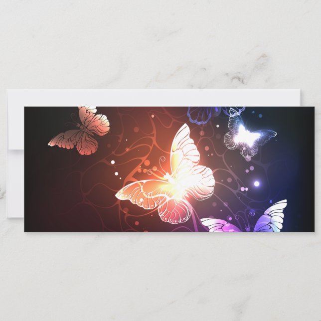Glowing Night Butterflies Holiday Card (Front)