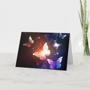 Glowing Night Butterflies Holiday Card