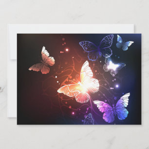 Glowing Night Butterflies Holiday Card