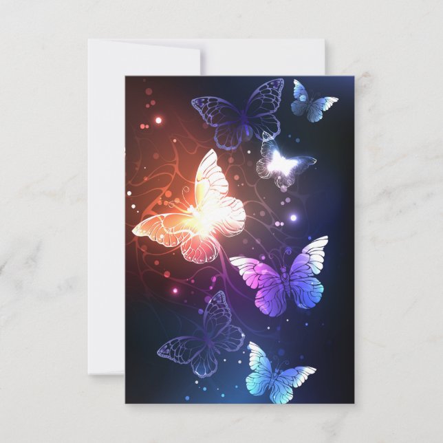Glowing Night Butterflies Invitation (Front)