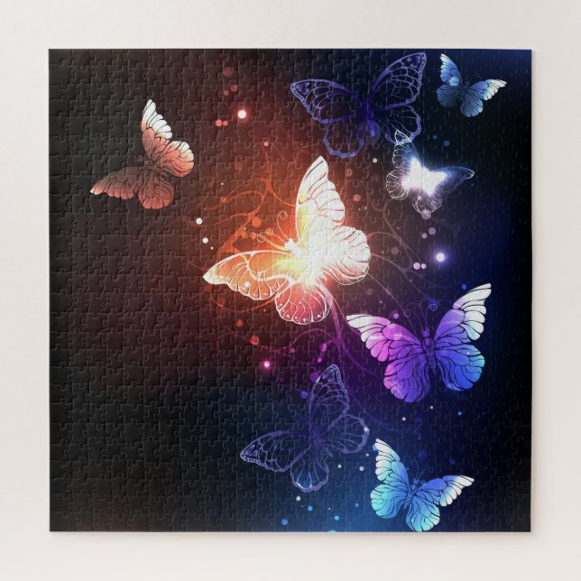 Glowing Night Butterflies Jigsaw Puzzle (Vertical)