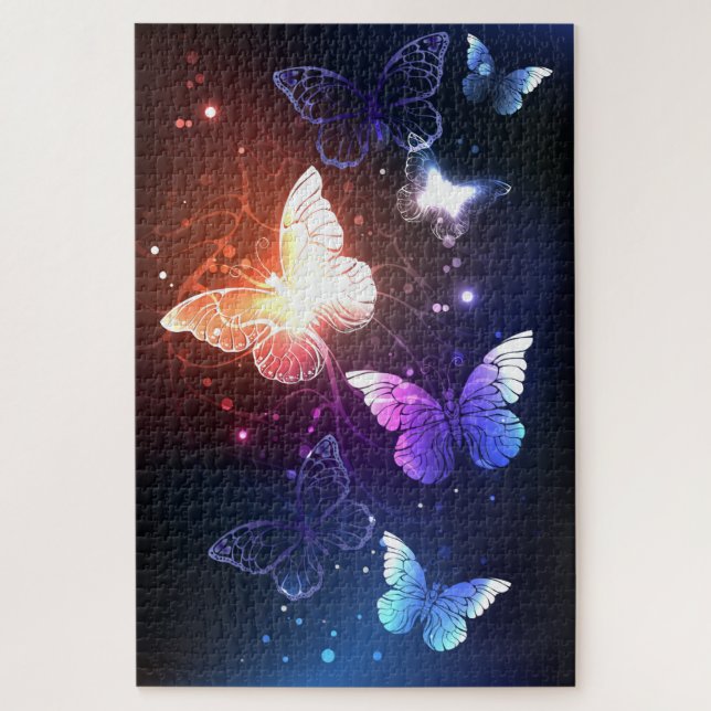 Glowing Night Butterflies Jigsaw Puzzle (Vertical)