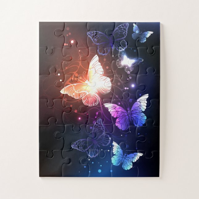 Glowing Night Butterflies Jigsaw Puzzle (Vertical)