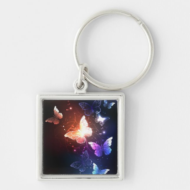 Glowing Night Butterflies Key Ring (Front)