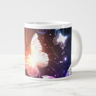 Glowing Night Butterflies Large Coffee Mug