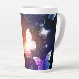 Glowing Night Butterflies Latte Mug