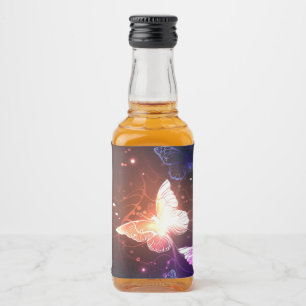 Glowing Night Butterflies Liquor Bottle Label