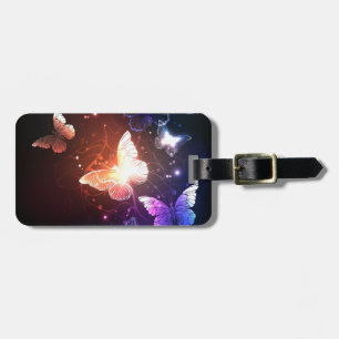 Glowing Night Butterflies Luggage Tag