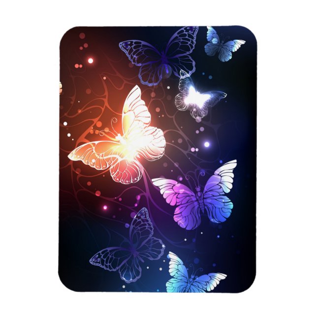 Glowing Night Butterflies Magnet (Vertical)