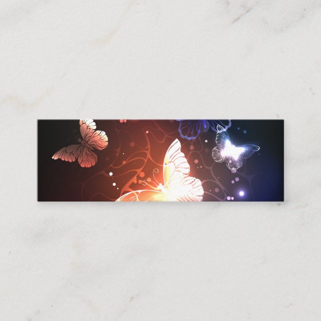 Glowing Night Butterflies Mini Business Card (Front)