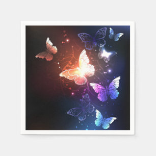 Glowing Night Butterflies Napkin