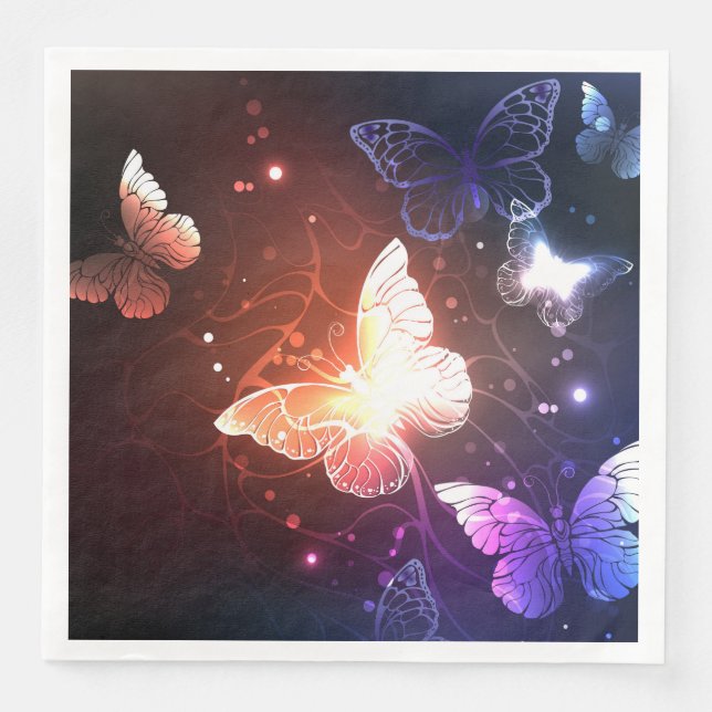 Glowing Night Butterflies Napkin (Front)