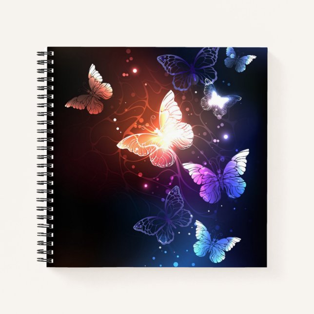 Glowing Night Butterflies Notebook (Front)