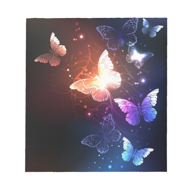Glowing Night Butterflies Notepad (Front)