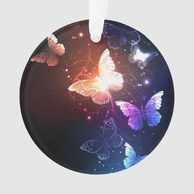 Glowing Night Butterflies Ornament (Front)