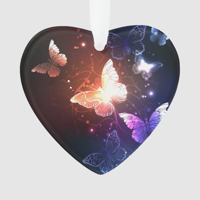 Glowing Night Butterflies Ornament (Front)