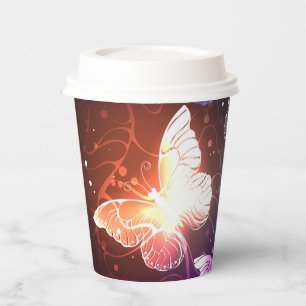 Glowing Night Butterflies Paper Cups