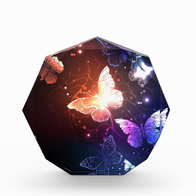 Glowing Night Butterflies Photo Block (Front)