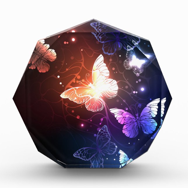 Glowing Night Butterflies Photo Block (Front)