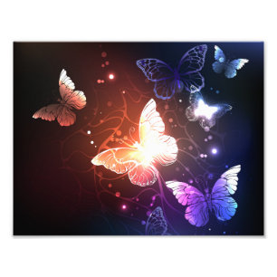 Glowing Night Butterflies Photo Print