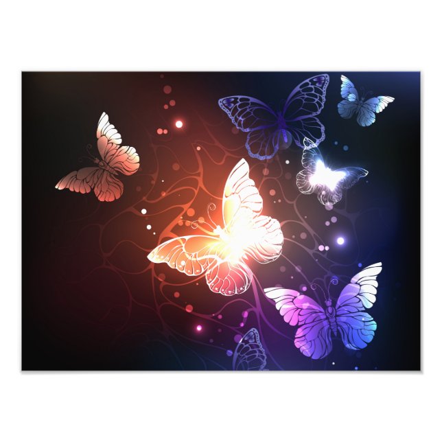 Glowing Night Butterflies Photo Print (Front)