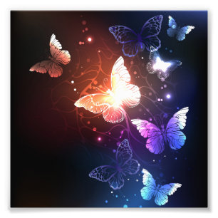 Glowing Night Butterflies Photo Print