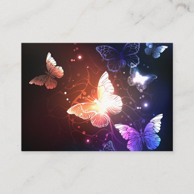 Glowing Night Butterflies Place Card (Front)