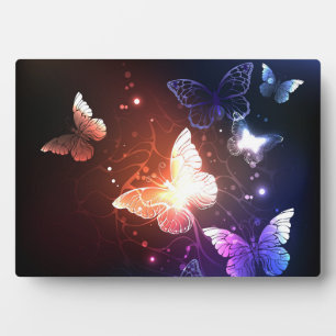 Glowing Night Butterflies Plaque