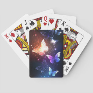 Glowing Night Butterflies Playing Cards