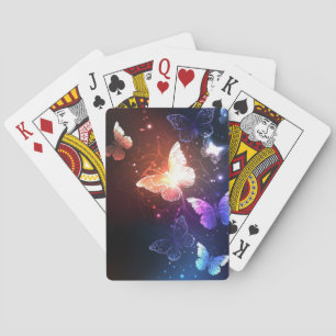 Glowing Night Butterflies Playing Cards