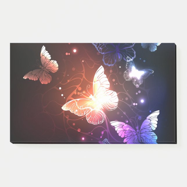 Glowing Night Butterflies Post-it Notes (Front)