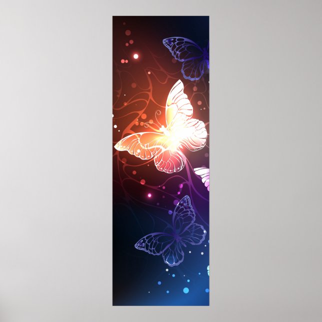 Glowing Night Butterflies Poster (Front)