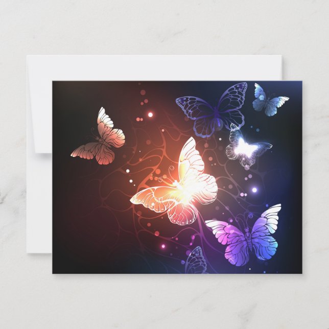 Glowing Night Butterflies RSVP Card (Front)