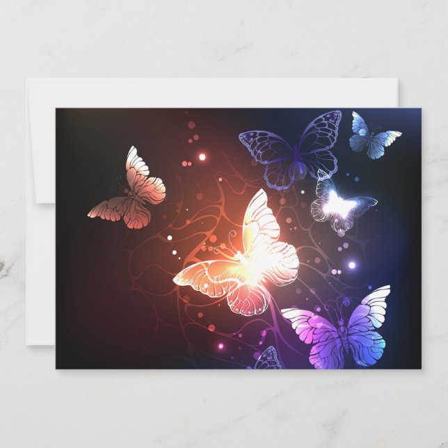 Glowing Night Butterflies Save The Date (Front)