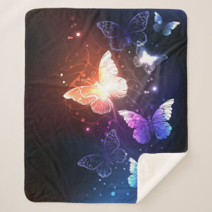 Glowing Night Butterflies Sherpa Blanket