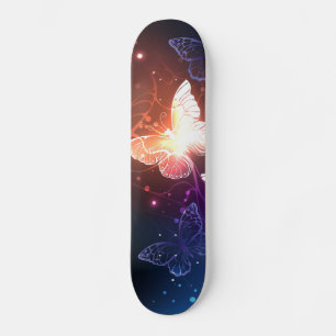 Glowing Night Butterflies Skateboard