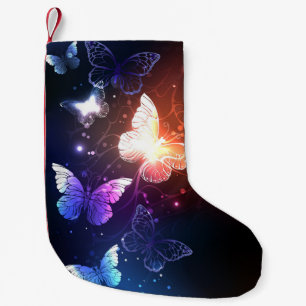 Glowing Night Butterflies Small Christmas Stocking