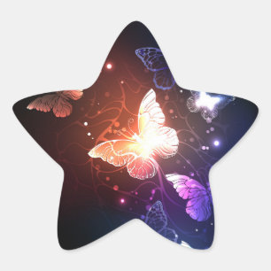 Glowing Night Butterflies Star Sticker