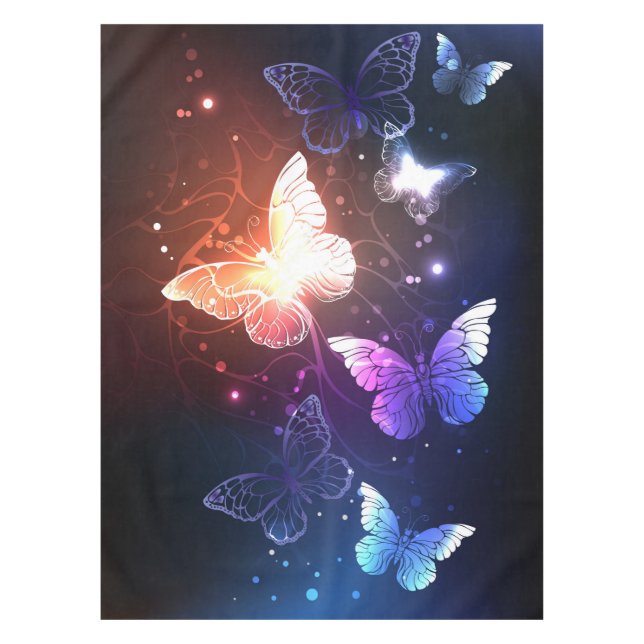 Glowing Night Butterflies Tablecloth (Front)
