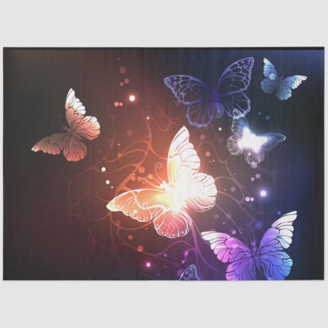 Glowing Night Butterflies Tissue Paper (Front)