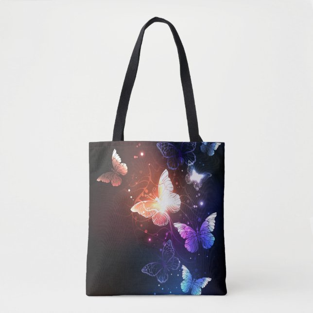 Glowing Night Butterflies Tote Bag (Front)
