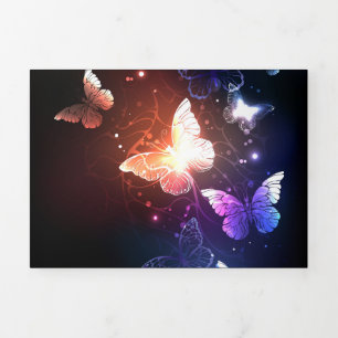 Glowing Night Butterflies Tri-Fold Announcement