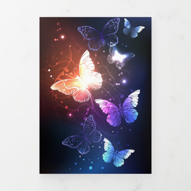 Glowing Night Butterflies Tri-Fold Card (Cover)