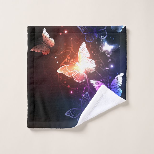 Glowing Night Butterflies Wash Cloth (Wash Cloth)
