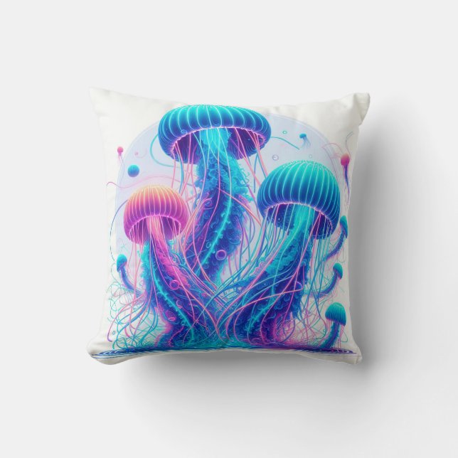 Glowing Ocean: Jellyfish Inspired Throw Pillows (Front)