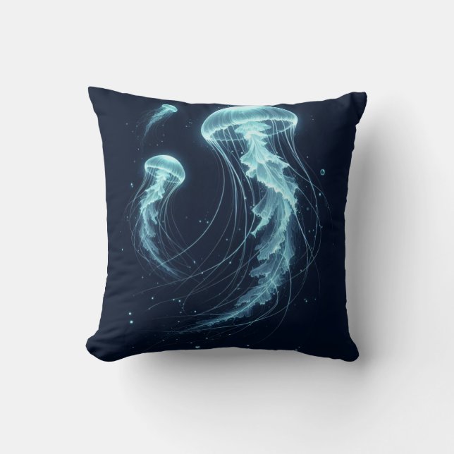 Glowing Ocean: Jellyfish Inspired Throw Pillows (Front)