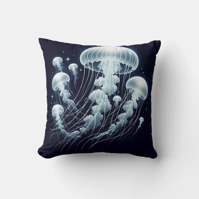 Glowing Ocean: Jellyfish Inspired Throw Pillows (Front)