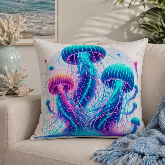 Glowing Ocean: Jellyfish Inspired Throw Pillows (Glowing Ocean: Jellyfish Inspired Throw Pillows)